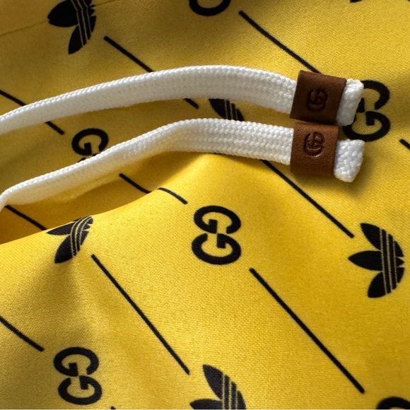Gucci Yellow Athletic Shorts with Black Trim and Drawstring - Picture 6 of 8